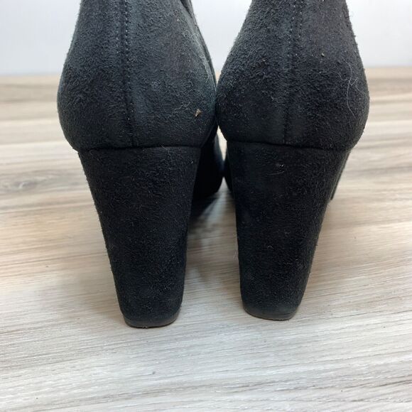 PRADA Black Italian Suede Leather High Heel Ankle Boots Square Toe EU 38.5 7.5 - Picture 6 of 13